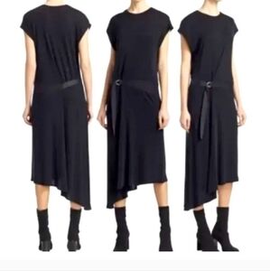 Rag & Bone Ophelia Black Asymmetrical Hem Midi Dress Size S